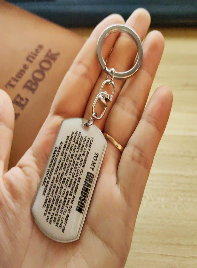 Meimimix To My Grandson Keychain Inspirational Remember Whose Grandson You Are Birthday Graduation Christmas Gift from Grandma Grandpa - Image 5